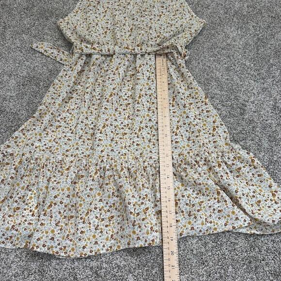 NWT Beachsissi Womens Medium Dress Floral Brown Tan Cream Button Neck Sleeveless - Picture 7 of 8